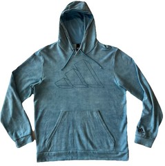 Adidas Aqua Blue 3-D Logo Cotton Polyester Lightweight Hoodie Pullover Medium