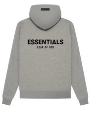 FOG Essentials Pullover Fleece Sweatshirt Hood Dark Grey Oatmeal Large