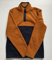 New Sonoma 1/4 Zip SuperSoft Artic Fleece Pullover Mens Small Navy/Copper
