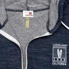 Legoland California Mens Hoodie Zip Up Drawstring Navy XL Embroidered Logo