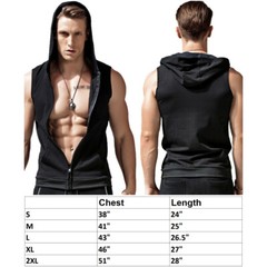 Sleeveless Zipper Hoodie Hooded Workout Gym Training Sport Jacket Vest Tank Top
