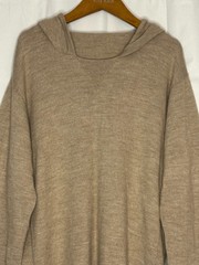 PAKA Royal Alpaca Hooded Sweater XL Sustainable Minimalist Pullover Beige