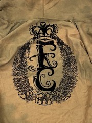 Key Closet Khaki Full Zip Y2K Tie Dye Distressed Graphic Hoodie Size L Deadstock