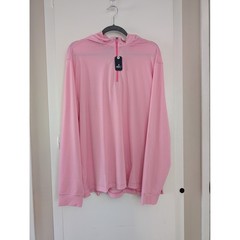 Johnnie-O Mens Performance Golf Hybrid Hoodie 1/4 Zip Pink Striped Cabo XL New