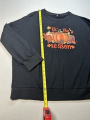 Tis The Season Pullover Sweatshirt~Pumpkin~Fall Season~Football~Size XL~Black~