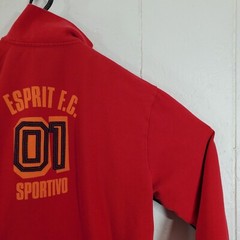 Esprit Sweatshirt Mens Medium Red Mock Neck Full Zip Long Sleeve Graphic Casual