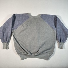 Vintage 70s 80s Sweatshirt Mens Large Gray Blue Color Block Raglan Pullover