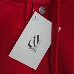 VTG NAUTICA TEAM USA New 1/4 Button Hoodie Mens Sz Large Red Sweatshirt Hooded