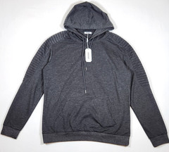 Coofandy Men’s Athletic Pleated Biker-Style Sleeves Grey Pullover Hoodie – L