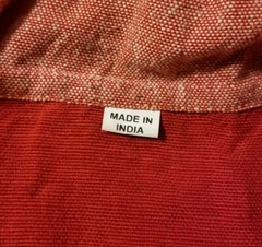 Authentic Made in India Colorful Red & Orange Hooded Shirt Wooden Buttons