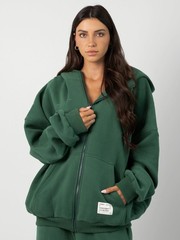Comfrt Affirmation Zip Up Hoodie Oversized Unisex Medium Hunter Green