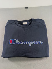 Champion Sweatshirt Cotton Blend Pullover Ribbed Cuffs Mens XX Large Blue 28×25
