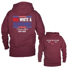 Red, White, Blue Charlie Kirk True Patriot Memorial US Flag Pullover Hoodie