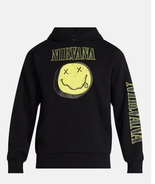 Nirvana Men’s XS S M L XL 2XL 3XL Smile Long Sleeves Hoodie Sweater Black (11J)