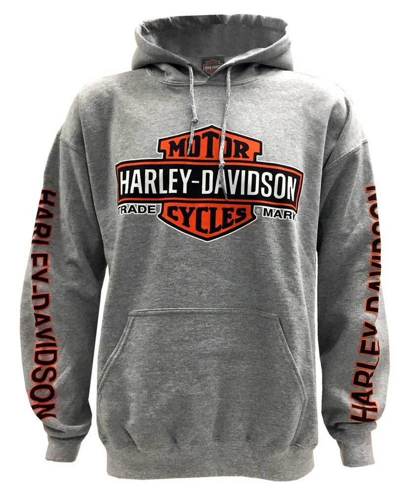 Harley-Davidson Men’s Bar & Shield Logo Pullover Hooded Sweatshirt, Gray