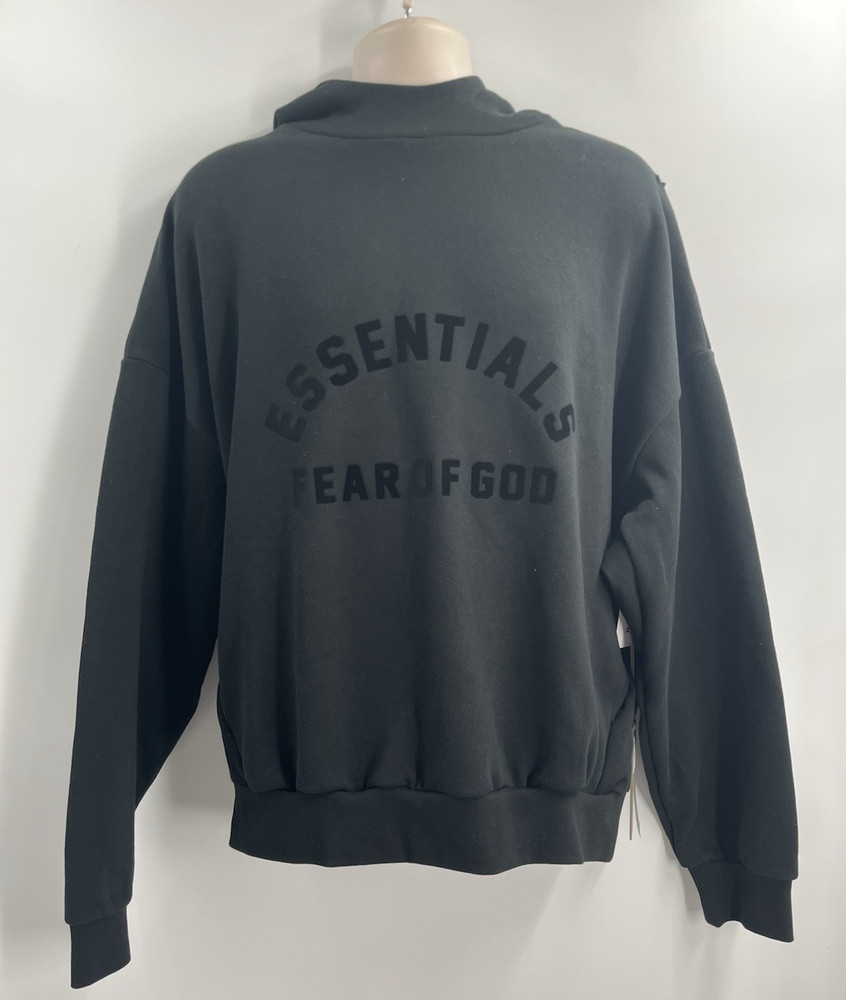 Fear of God Essentials Men’s Arch Logo Jet Black Pullover Hoodie Size Large