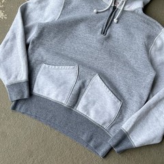 Wallace & Barnes Mens Heavyweight Split Pocket Quarter Zip Hoodie Two Tone Grey
