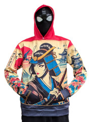 AMIALA Japanese Female Samurai Hooded Sweatshirt, 3D Unisex Hoodie S M L XL 2XL
