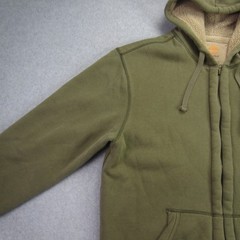 Timberland Jacket Mens Large Olive Green Full Zip Sherpa Lined Hoodied