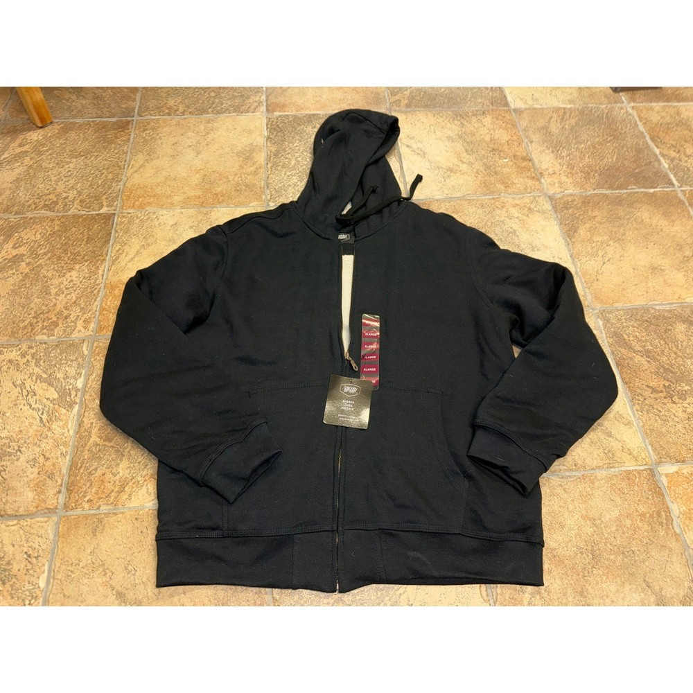 Berkley Jensen Mens Sherpa Lined Hoodie Full Zip Black Sweatshirt XL NWT 284926