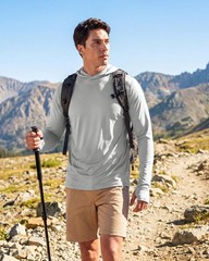 Men’s UPF 50+ Sun Hoodies Quick Dry Long Sleeve Rash Guard Fishing Swim Shirts