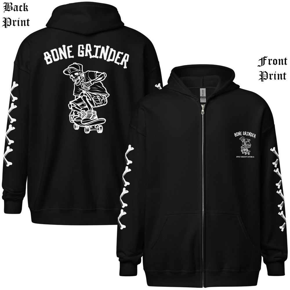 Bone Grinder | Zipper Heavy Hoodie | Old Skool Fearless Skate Culture