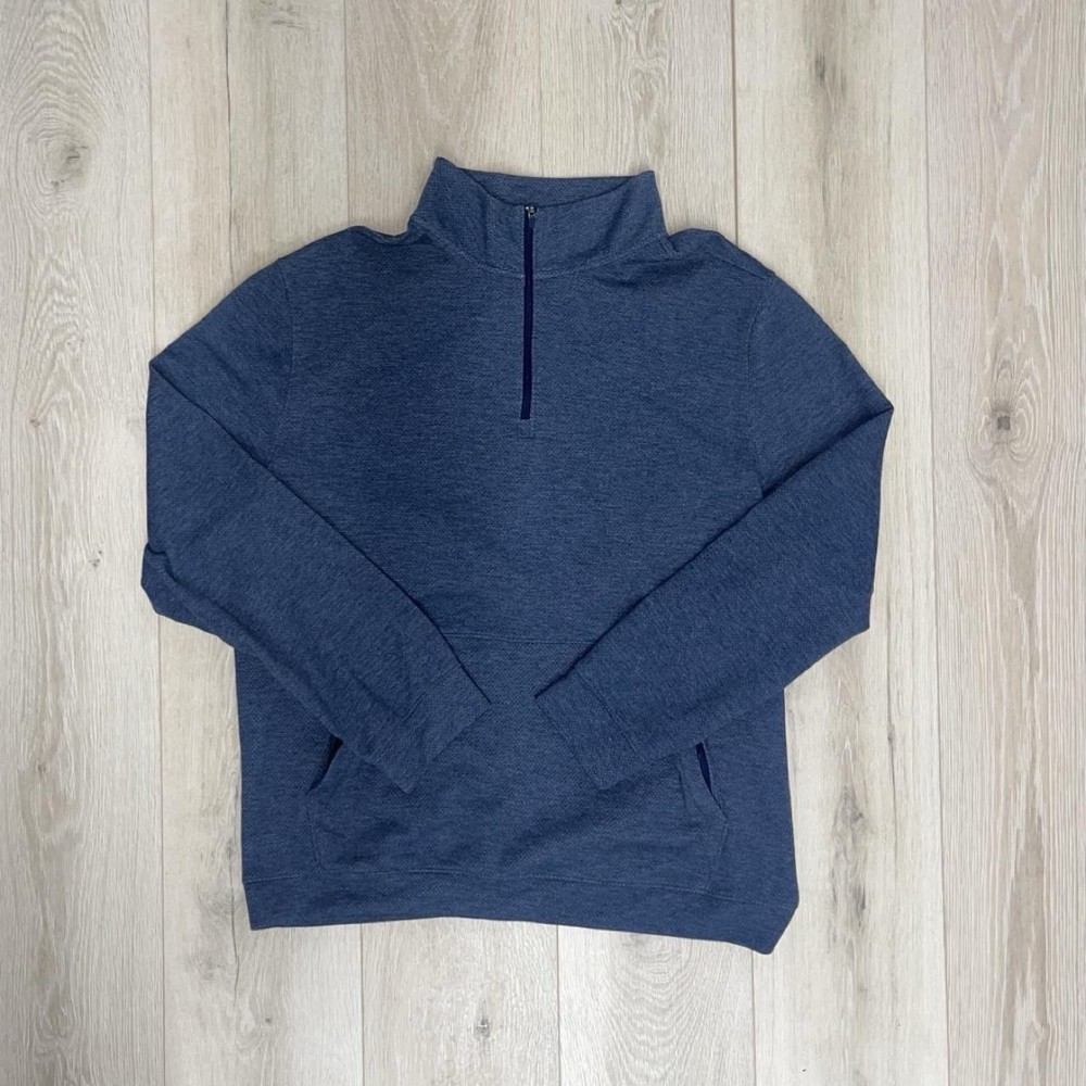 All In Motion Mens XL Quarter Zip Pullover Sweatshirt Heather Blue Pockets