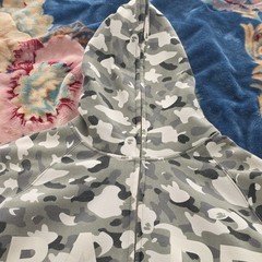 A Bathing Ape BAPE Gray Camo Full Zip Hooded Fleece Cotton Hoodie Men’s XXL