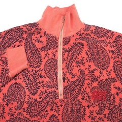 $450 Aries Cotton Reverse Fleece Coral Paisley Half Zip Sweatshirt Mens Large