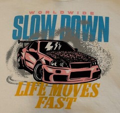 Rue21 Hoodie White Design Worlwide Slow Down Cotton Fleece Unisex Sweatshirt