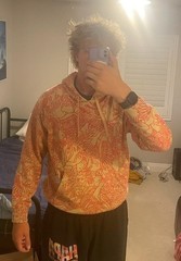 Onitsuka Tiger All Over Print Hoodie Mens L Beige Coral Cotton Japan 2183A761