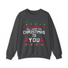 Christmas Sweatshirt Holiday Apparel Pullover, Embroidered Detail (Cotton-Poly