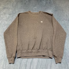 Champion Authentic Sweatshirt Mens Medium Gray Logo Pleated Winter Fleece Lined