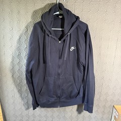 Nike Full Zip Sweater Mens XXL Navy Blue Hoodie 100% Cotton