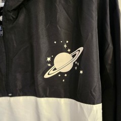 NASA Windbreaker Jacket Black White Red Pullover Half Zip Hooded Size Small