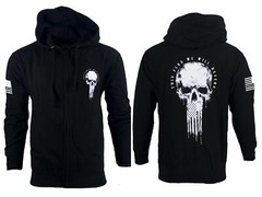Howitzer Style Men’s Zip Up Hoodie FLAG SKULL Military Grunt S M L XL 2XL 3XL
