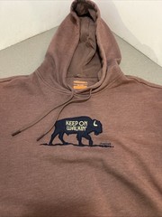 Merrell Hoodie Mens Med Brown “Buffalo Keep On Walking” Logo Graphic Pullover