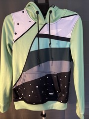 Freshhoods Size Small Lime Green Black White Geometric Print Hoodie EUC