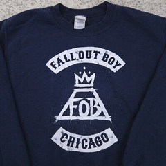 Vintage Fall Out Boy Sweatshirt Size Small Chicago Y2K Band Crew Neck Navy FOB