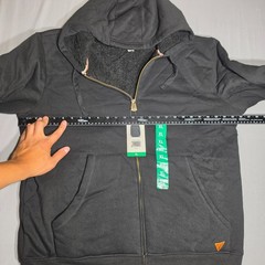 Weatherproof Vintage Men’s XL Black Sherpa Lined Full Zip Hoodie Sweatshirt NWT