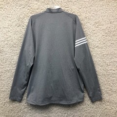 Adidas Sweater Large Adult Gray 3 Stripes Competition Logo 1/4 Zip Pullover Mens