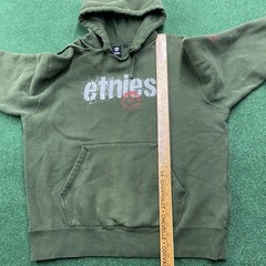 Vintage Etnies Hoodie Mens L Green Y2K Skater Skate Baggy Grunge Punk Sweatshirt