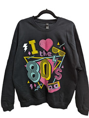 I love the 80s Unisex Size XL Black Colorful Long Sleeve Sweatshirt