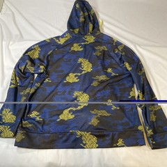 AND1 Basketball Mens XL Blue & Yellow Camo Activewear Pullover Hoodie Sweatshirt