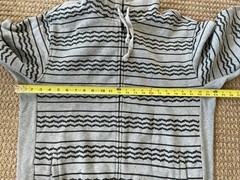 Black Scale Front Zip Hoodie Jacket Grey w/ Black Geometric Pattern All Over XL