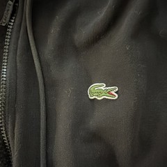 Lacoste teens XL Black Full Zip Hoodie Classic Fit Fleece Cotton Crocodile Logo