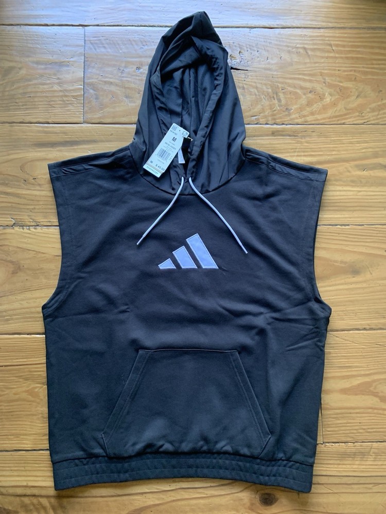 BRAND NEW Adidas Men’s Sleeveless Hoodie Hoody HF4192 in BLACK in a SIZE MEDIUM