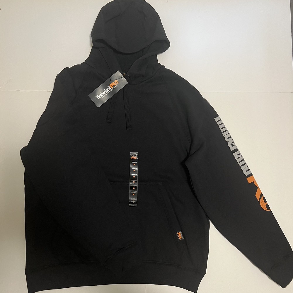 NWT Timberland PRO Men Medium Hood Honcho Sport Pullover Hoodie Black Orange