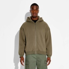 Men Full Zip Hooded Sweatshirt – Original Use Olive Green XXL