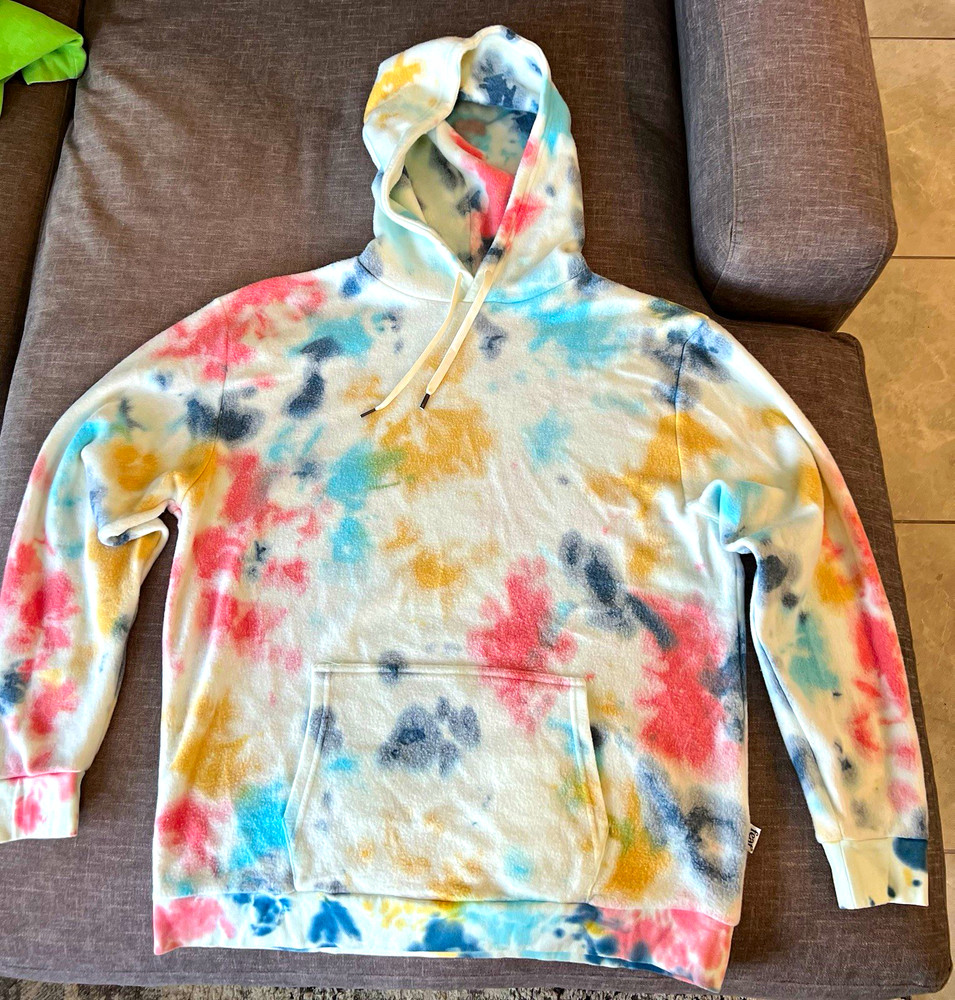 feat Tie-Dye Pullover Hoodie 2XL Multicolor Fleece Drawstring Kangaroo Pocket